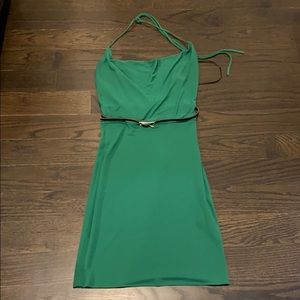 Black Halo halter neck dress.